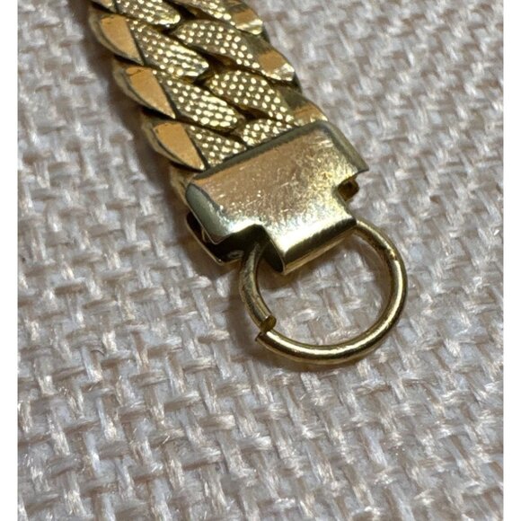 Gold Tone Herringbone Chain Bracelet With Lobster Clasp 6" Vintage - Picture 8 of 11